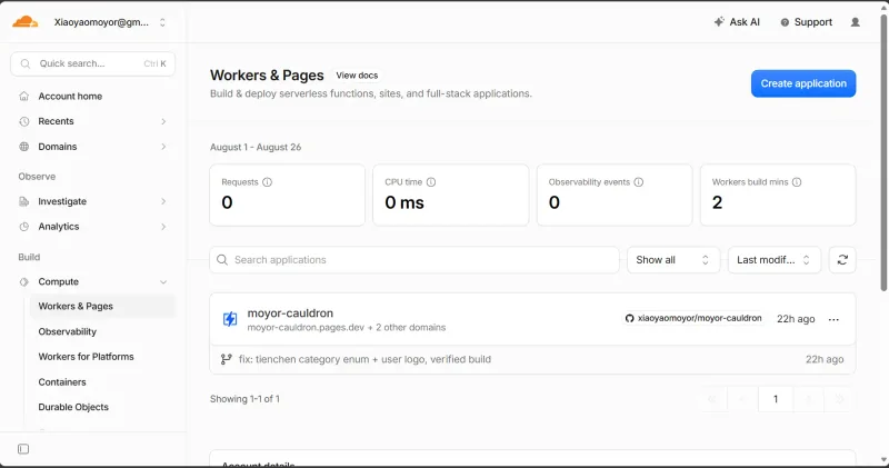 Cloudflare Pages 创建项目入口